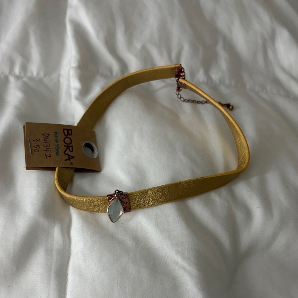 Mustard Yellow Bracelet with Rose Gold Charm
